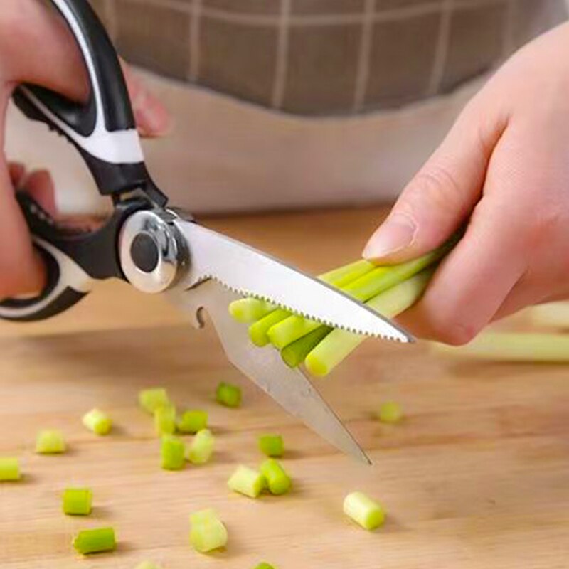 Tesoura de aço inoxidável para cozinha Multifuncional  para corte de osso, uso doméstico, Asas de frango, Picador de peixe, Abridor de garrafas e muito mais