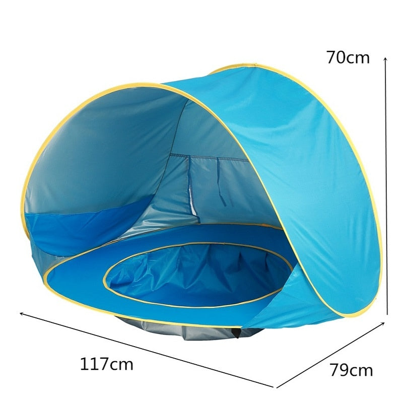 Barraca para bebês portátil com sombra para praia e  piscina com proteção solar UV