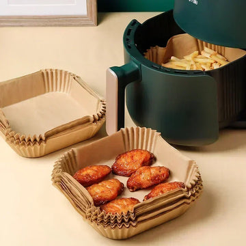100PCS Air Fryer Papel Descartável Quadrado Redondo Papel para Assar Antiaderente