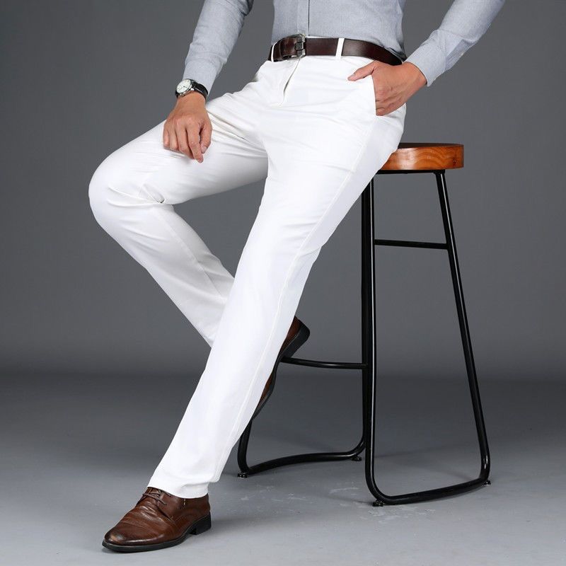 Calça casual estilo britânico justa de alta qualidade.