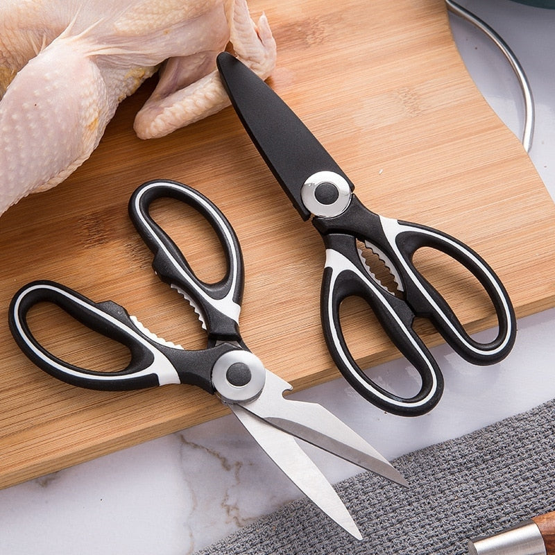 Tesoura de aço inoxidável para cozinha Multifuncional  para corte de osso, uso doméstico, Asas de frango, Picador de peixe, Abridor de garrafas e muito mais