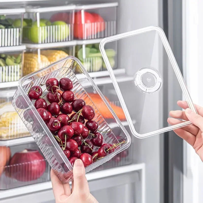 Organizador de geladeira transparente de alimentos Cestas de frutas e vegetais frescos