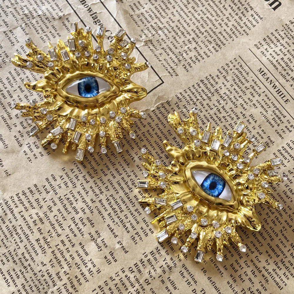 Baroque Style Fashion Alloy Big Eyes Dangle Earrings For Women Jewelry Exaggerated Ladys' Statement Earrings  Accessories