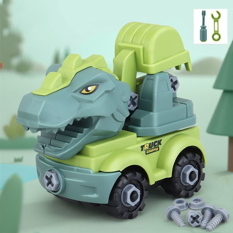 Brinquedos educacional de construção do dinossauro com caminhão