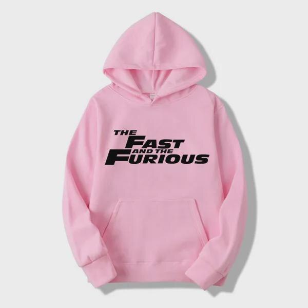 Moletom de manga comprida com capuz tops esportivos estampados Velozes e Furiosos