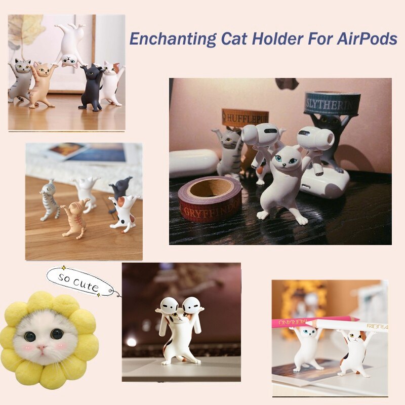 Suporte de fone de ouvido gato dançante para AirPods