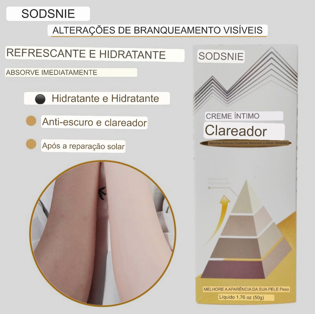 Clareador intimo e rejuvenescedor para axilas, virilha, bumbum e vagina.