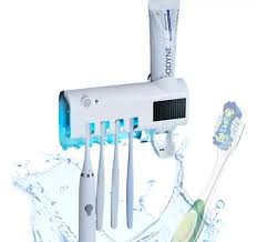 Dispensador e aplicador automático de pasta de dente antibacteriano com porta-escovas para uso no banheiro