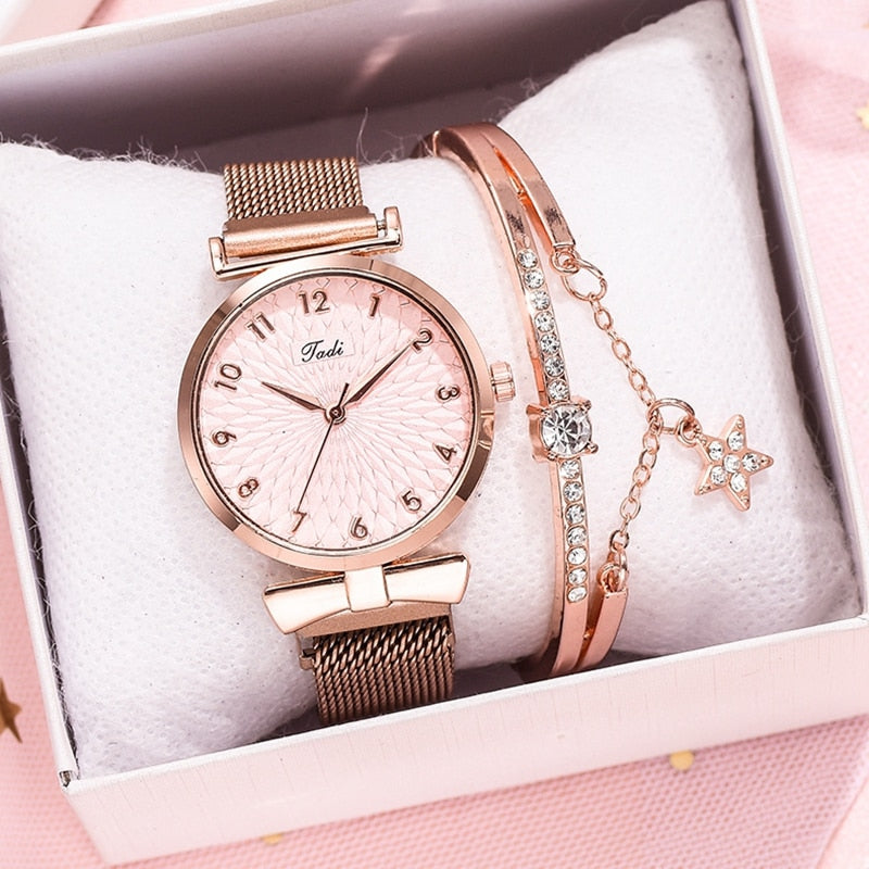 Luxo feminino pulseira relógios de quartzo