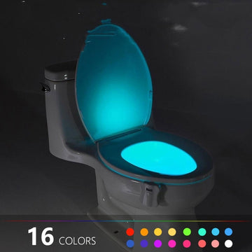 Retroiluminação colorida 16/8 para vaso sanitário Luzes de assento com sensor de movimento Luz