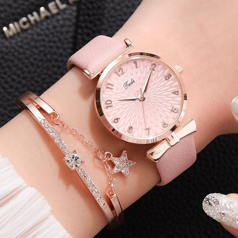 Luxo feminino pulseira relógios de quartzo