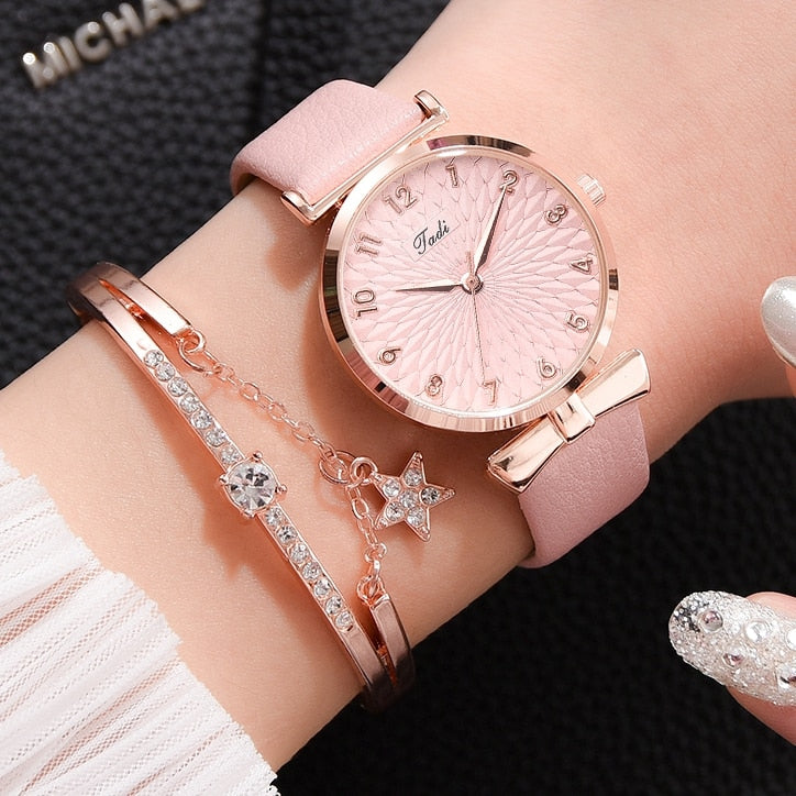 Luxo feminino pulseira relógios de quartzo
