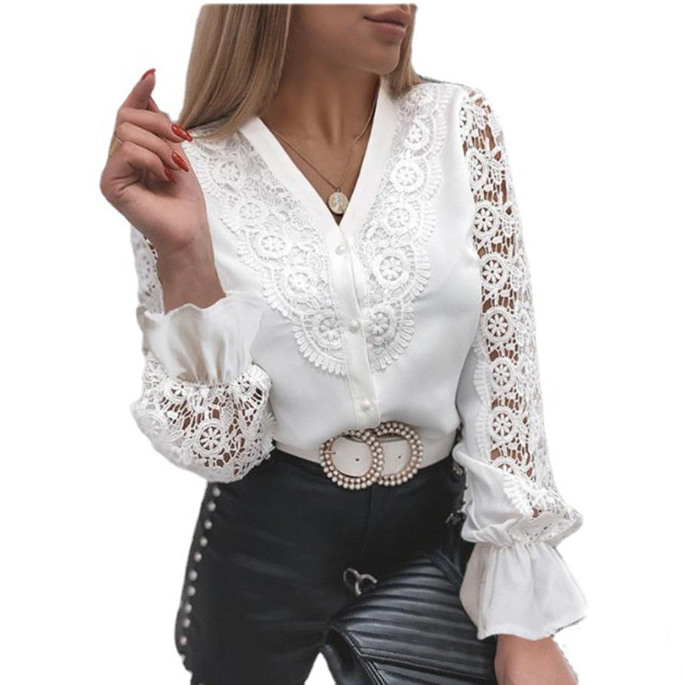 Blusa feminina sexy de renda branca