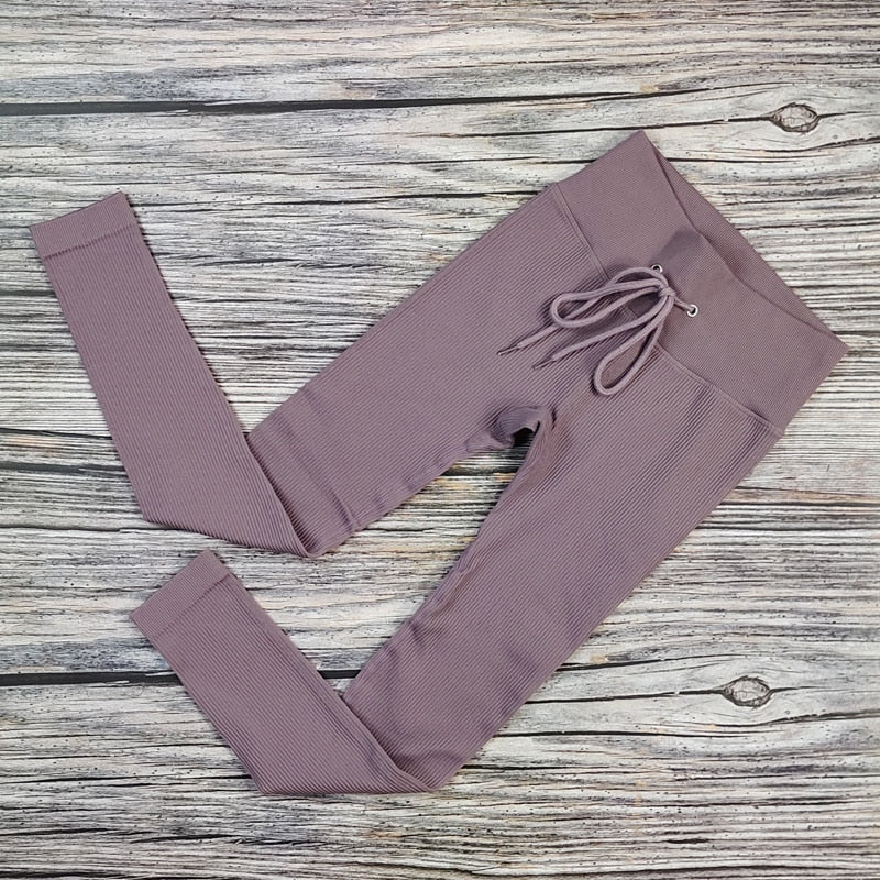 Leggings fitness com nervuras