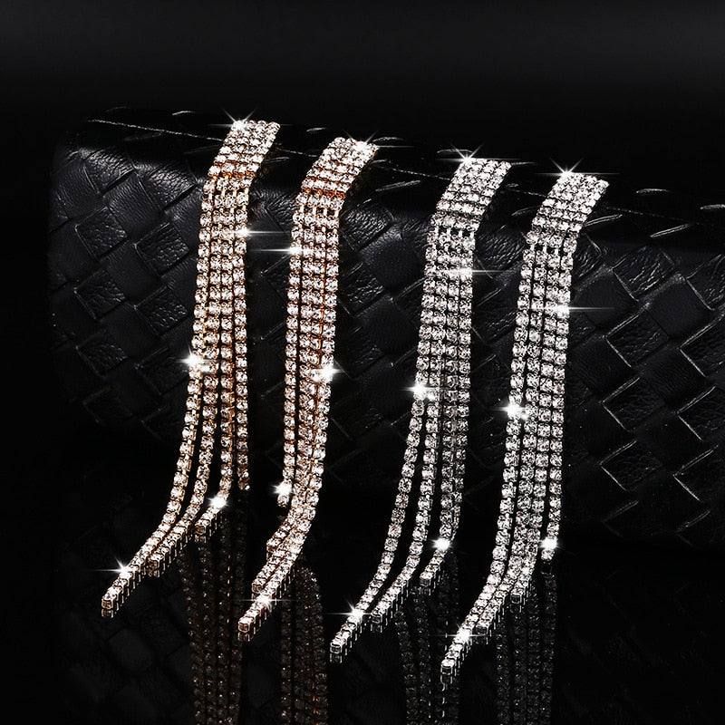 Brincos de  Luxo borla longa de cristal
