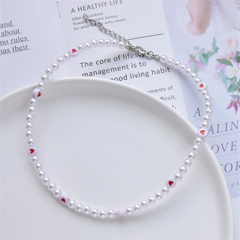 Colar de Pérolas do Amor na Moda