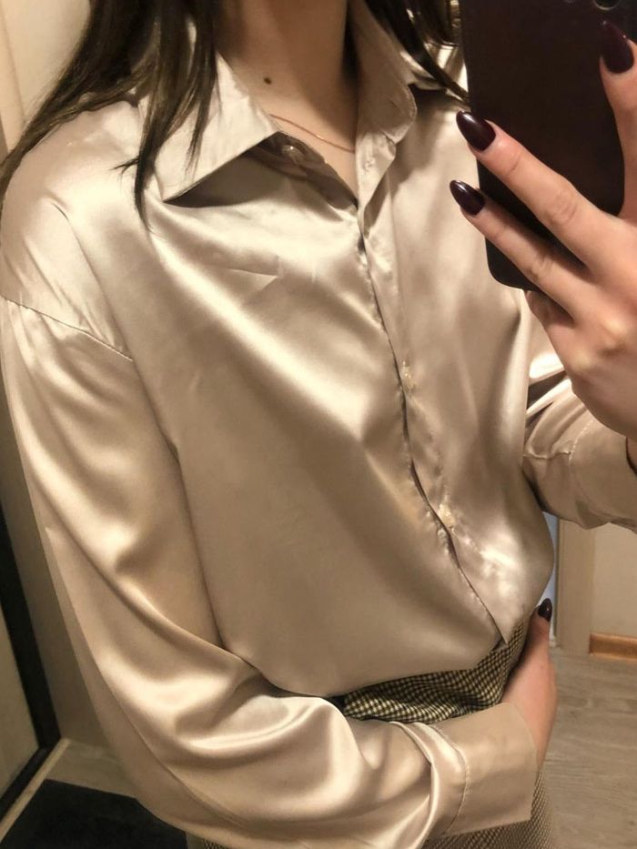 Moda outono/ inverno Camisa Social de Seda
