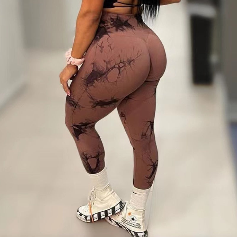 Legging feminina tie dye para academia sem costura