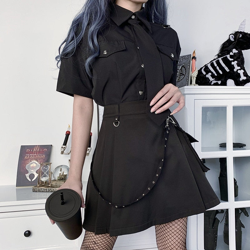 Incrível Saia Punk Gótico Preta