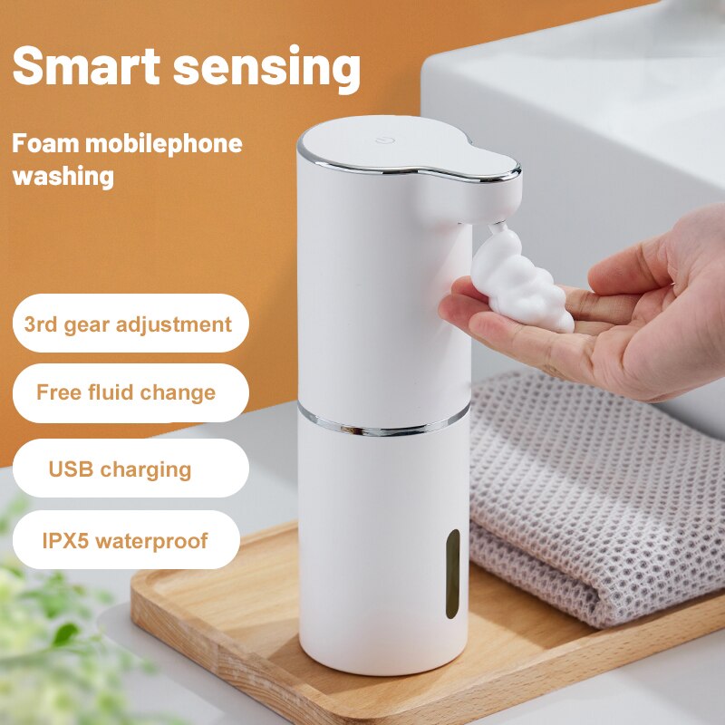 Dispensadores automáticos de sabão de espuma branco 300 ml  inteligente com infravermelho para as mãos