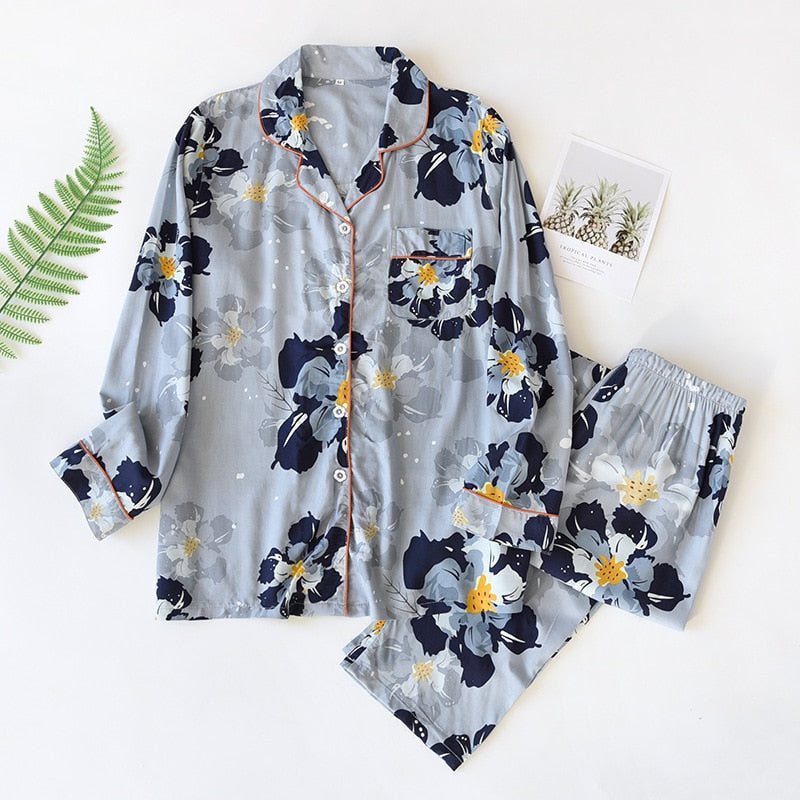 Pijama Outono/ Inverno Novo 100% viscose calças de manga comprida