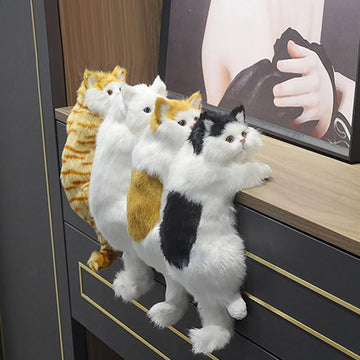 Gato peludo realista, simulação fofa, estatuetas de animais, decoração em casa, modelo de gatinho.