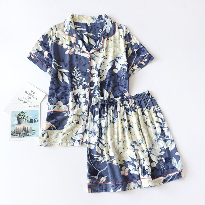 Pijama Outono/ Inverno Novo 100% viscose calças de manga comprida