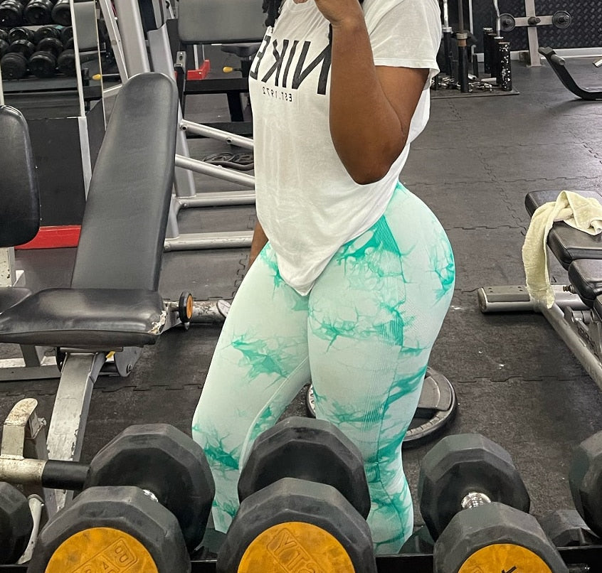 Legging feminina tie dye para academia sem costura