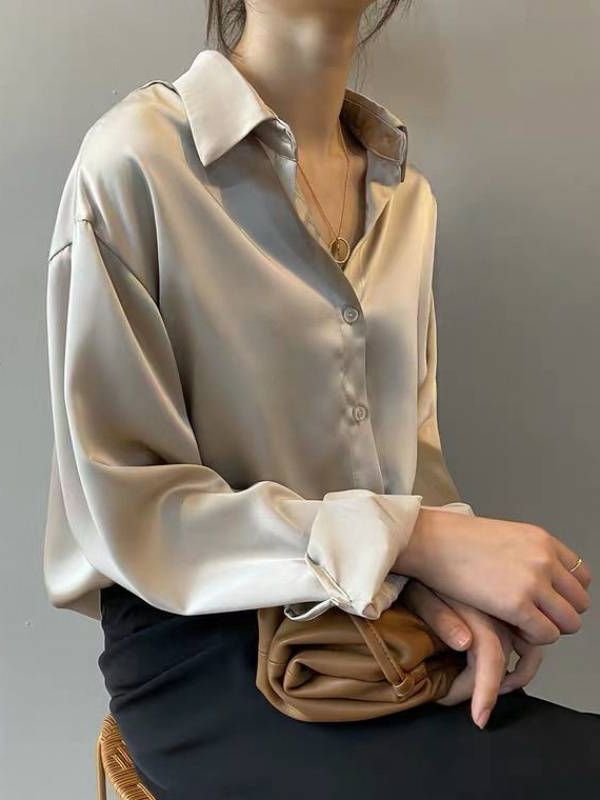 Moda outono/ inverno Camisa Social de Seda