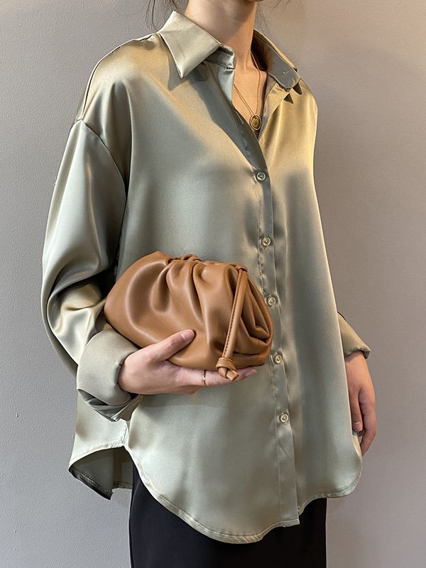 Moda outono/ inverno Camisa Social de Seda