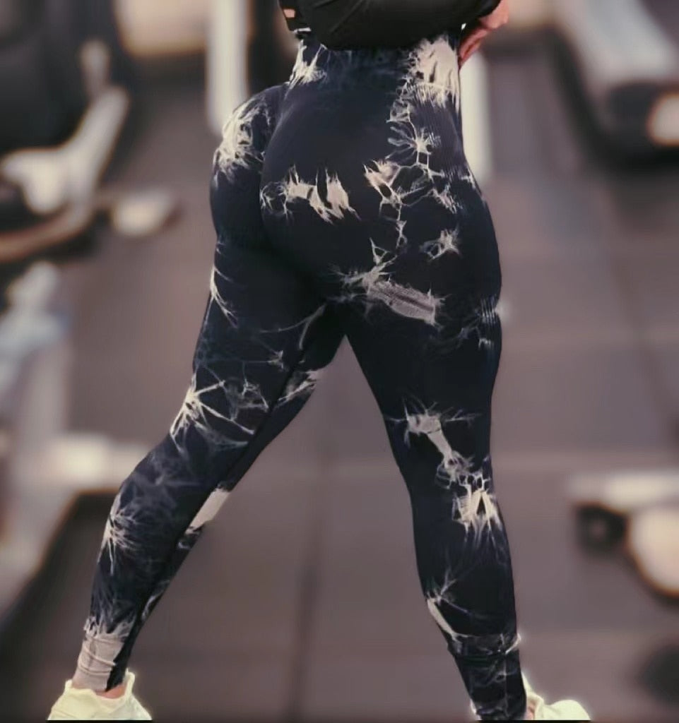 Legging feminina tie dye para academia sem costura