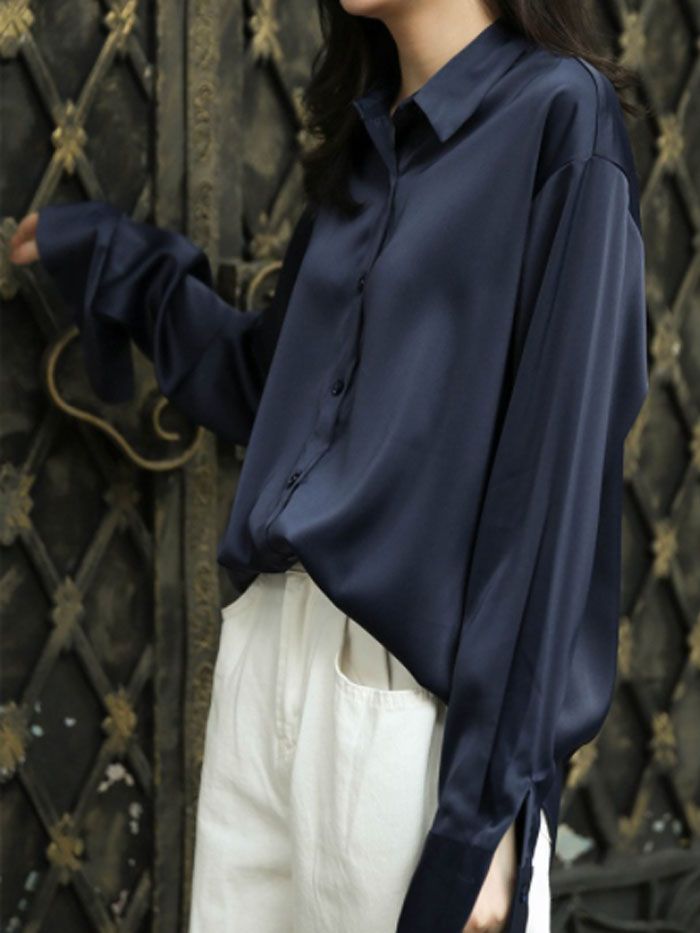 Moda outono/ inverno Camisa Social de Seda