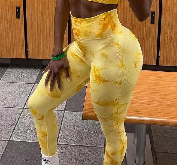 Legging feminina tie dye para academia sem costura