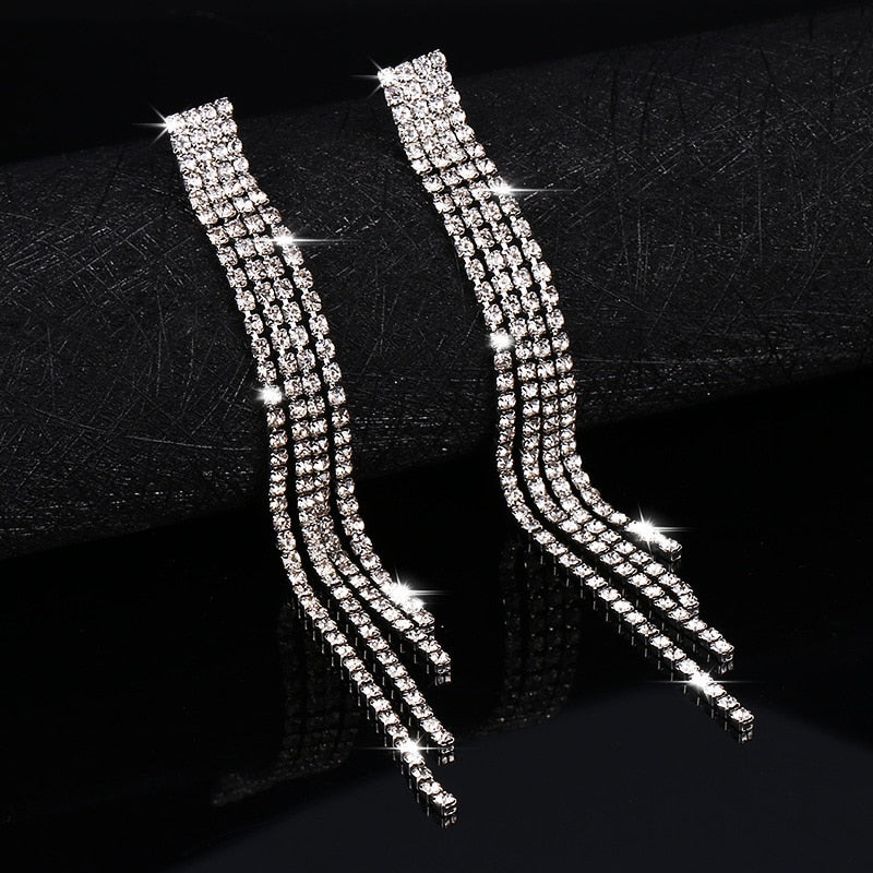 Brincos de  Luxo borla longa de cristal