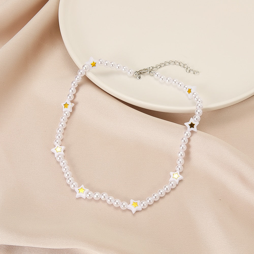Colar de Pérolas do Amor na Moda