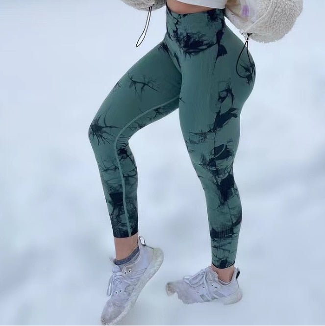 Legging feminina tie dye para academia sem costura