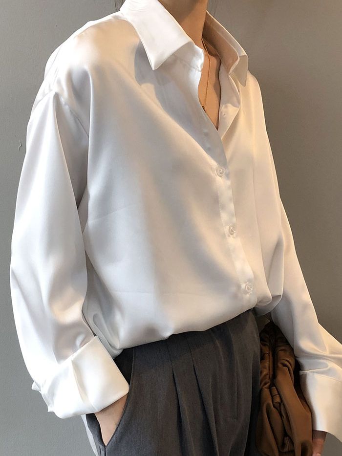 Moda outono/ inverno Camisa Social de Seda