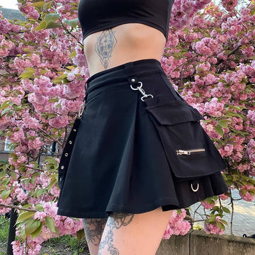 Incrível Saia Punk Gótico Preta