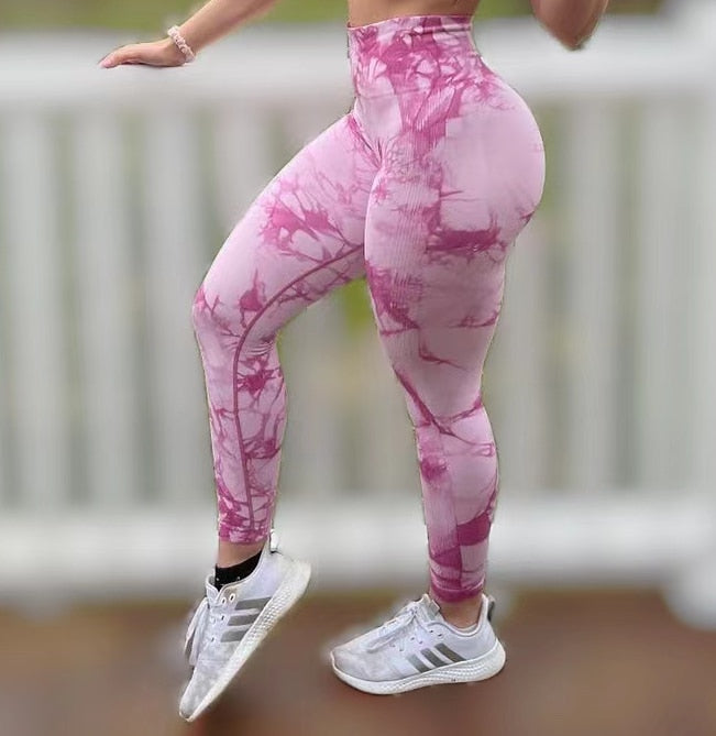 Legging feminina tie dye para academia sem costura