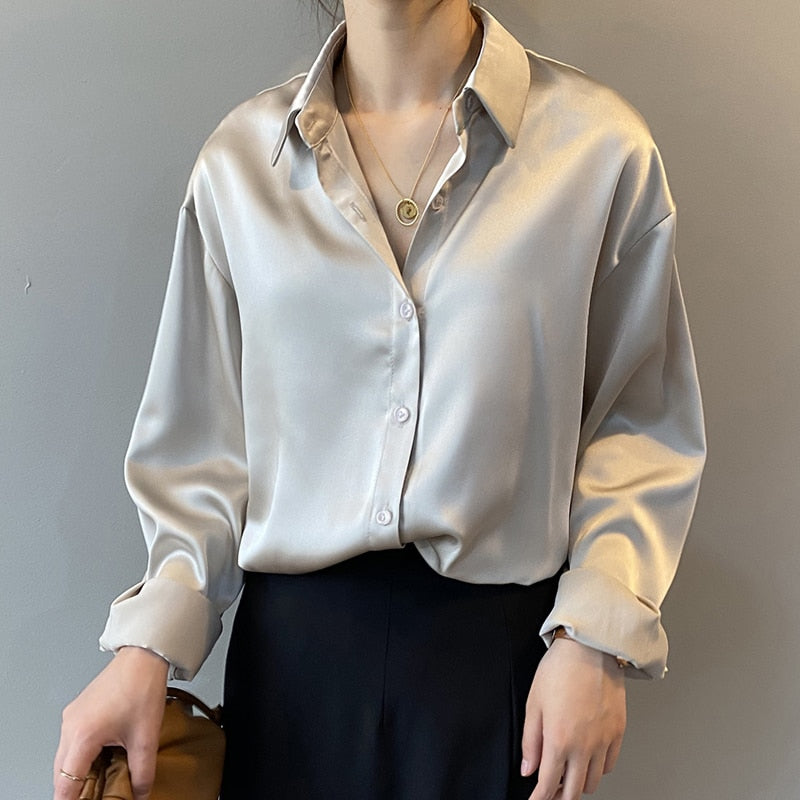 Moda outono/ inverno Camisa Social de Seda